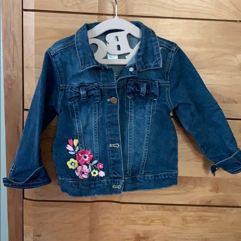 Little Me denim jacket w/flower 🌸embroidery.
